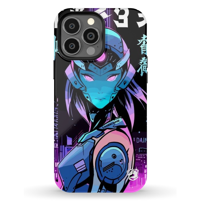 iPhone 13 Pro Max StrongFit Neon Cyborg Girl by LM2Kone