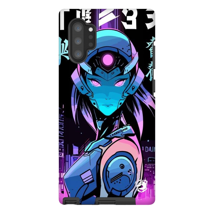 Galaxy Note 10 plus StrongFit Neon Cyborg Girl by LM2Kone