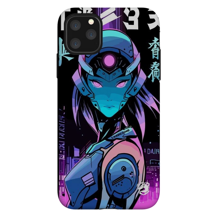 iPhone 11 Pro Max StrongFit Neon Cyborg Girl by LM2Kone