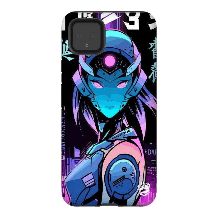 Pixel 4XL StrongFit Neon Cyborg Girl by LM2Kone