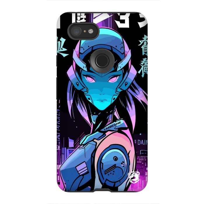 Pixel 3XL StrongFit Neon Cyborg Girl by LM2Kone