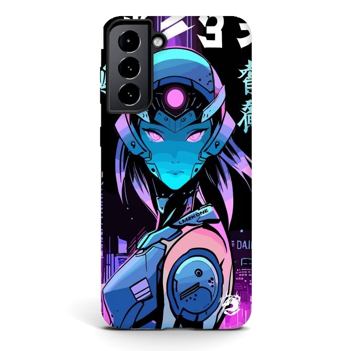 Galaxy S21 StrongFit Neon Cyborg Girl by LM2Kone