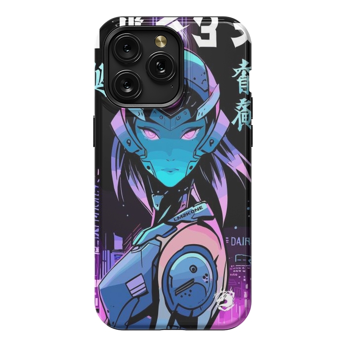 iPhone 15 Pro Max StrongFit Neon Cyborg Girl by LM2Kone