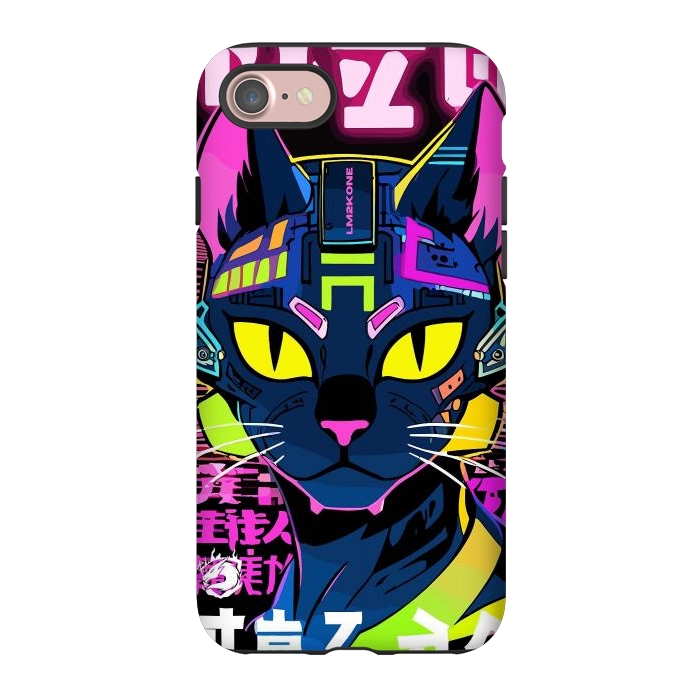 iPhone 7 StrongFit Cyberpunk Cat Neon by LM2Kone