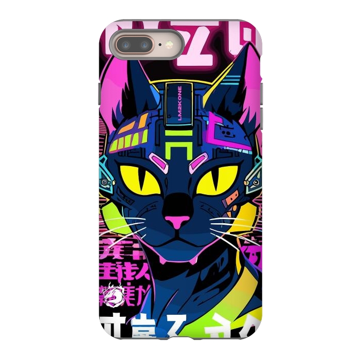 iPhone 7 plus StrongFit Cyberpunk Cat Neon by LM2Kone