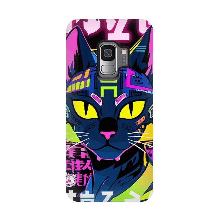 Galaxy S9 StrongFit Cyberpunk Cat Neon by LM2Kone