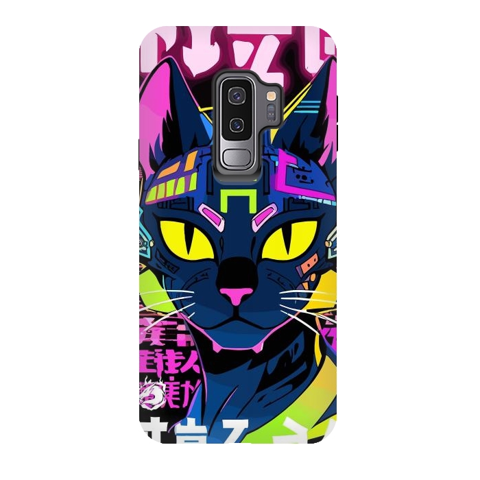 Galaxy S9 plus StrongFit Cyberpunk Cat Neon by LM2Kone