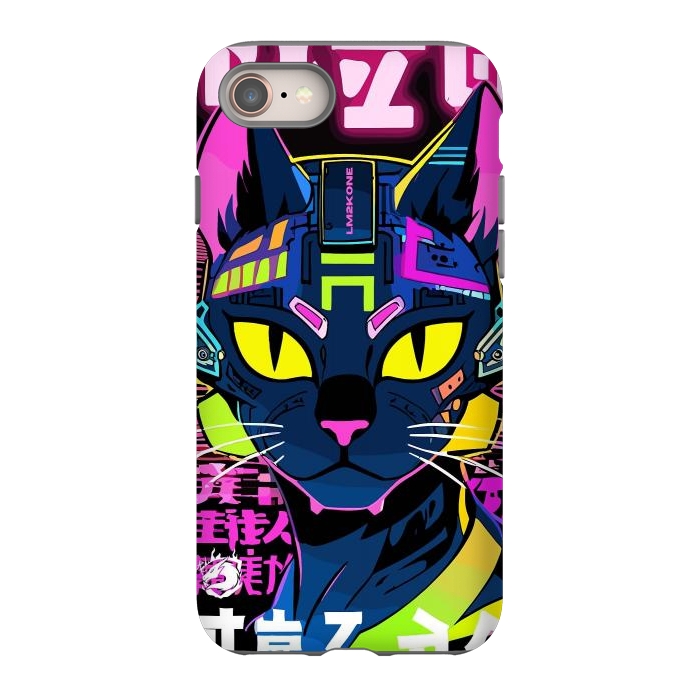 iPhone 8 StrongFit Cyberpunk Cat Neon by LM2Kone