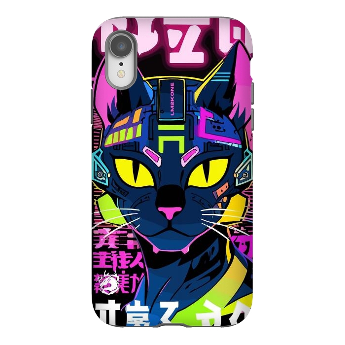 iPhone Xr StrongFit Cyberpunk Cat Neon by LM2Kone