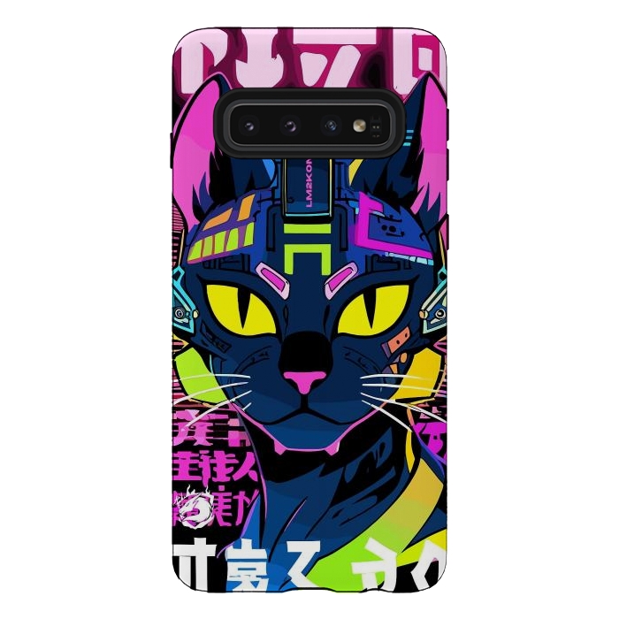 Galaxy S10 StrongFit Cyberpunk Cat Neon by LM2Kone