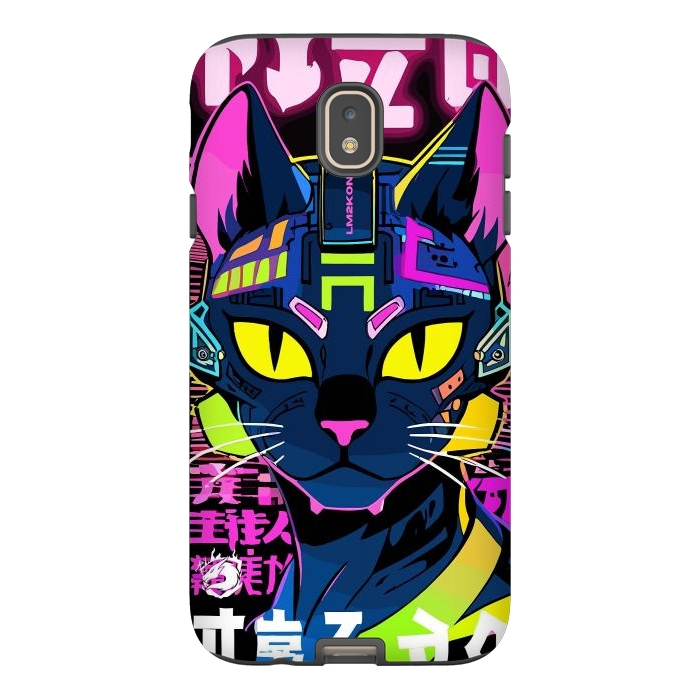 Galaxy J7 StrongFit Cyberpunk Cat Neon by LM2Kone