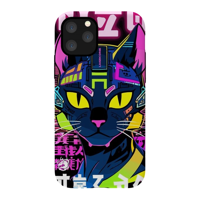 iPhone 11 Pro StrongFit Cyberpunk Cat Neon by LM2Kone