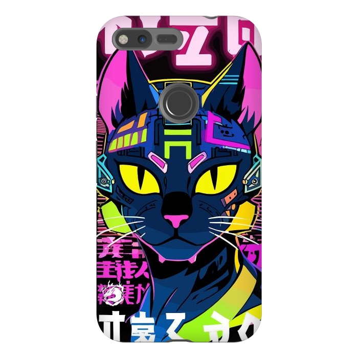 Pixel XL StrongFit Cyberpunk Cat Neon by LM2Kone