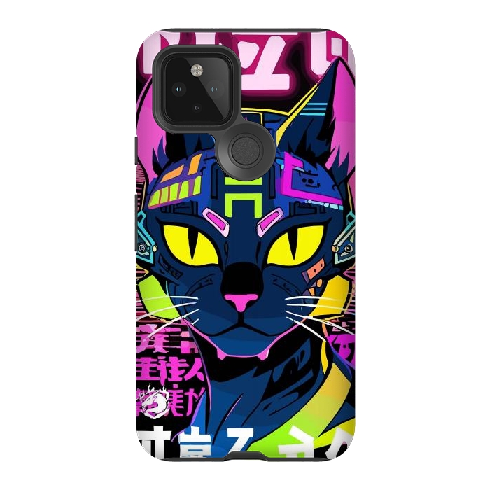 Pixel 5 StrongFit Cyberpunk Cat Neon by LM2Kone