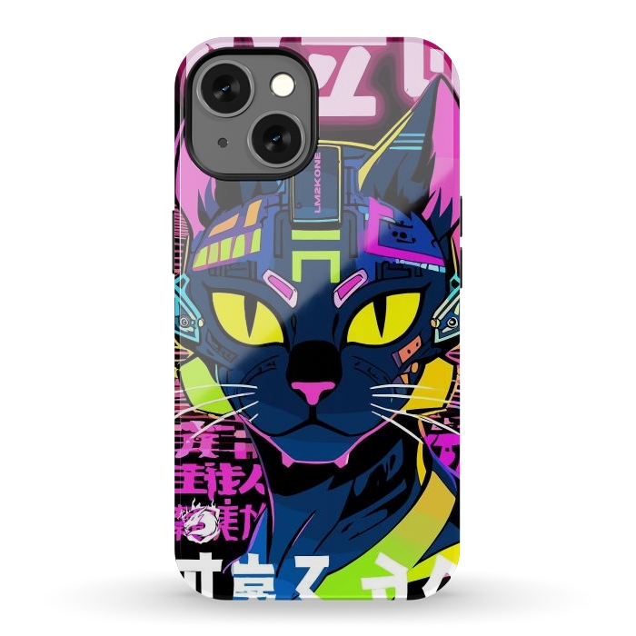 iPhone 13 StrongFit Cyberpunk Cat Neon by LM2Kone