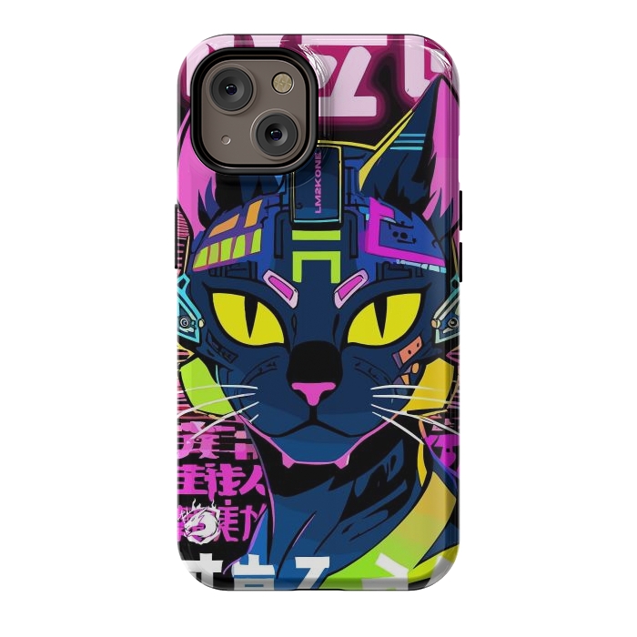 iPhone 14 StrongFit Cyberpunk Cat Neon by LM2Kone