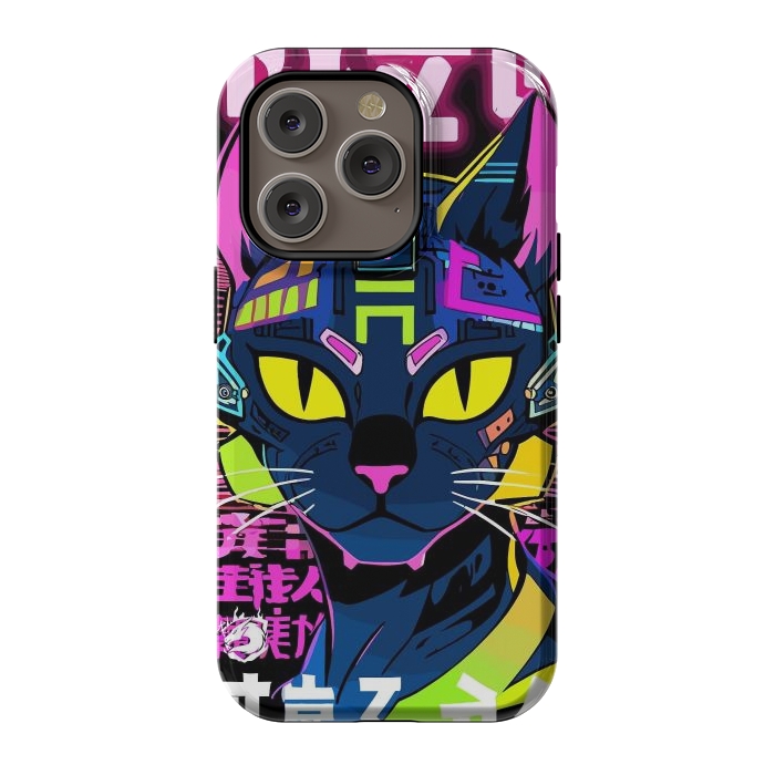 iPhone 14 Pro StrongFit Cyberpunk Cat Neon by LM2Kone