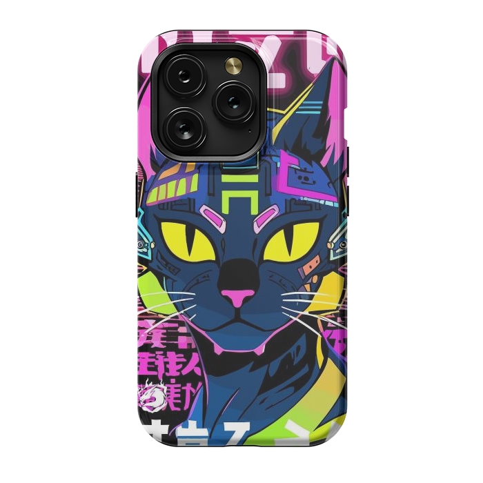 iPhone 15 Pro StrongFit Cyberpunk Cat Neon by LM2Kone