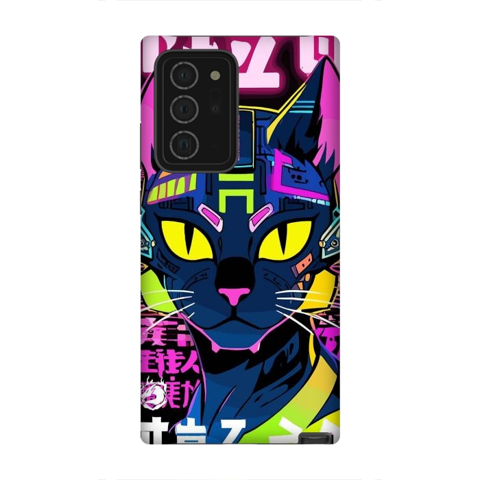 Galaxy Note 20 Ultra StrongFit Cyberpunk Cat Neon by LM2Kone