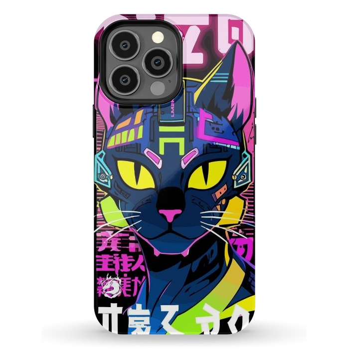 iPhone 13 Pro Max StrongFit Cyberpunk Cat Neon by LM2Kone