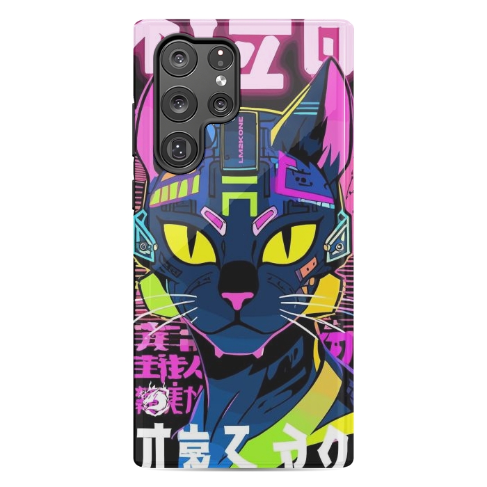 Galaxy S22 Ultra StrongFit Cyberpunk Cat Neon by LM2Kone