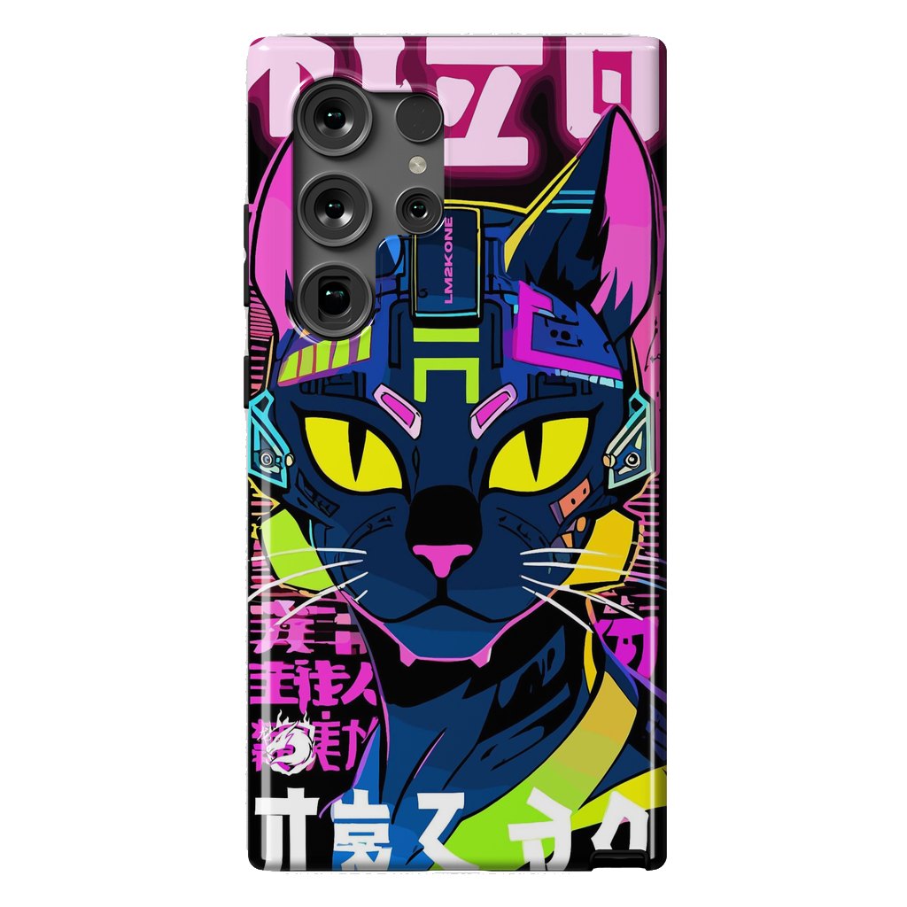 Galaxy S24 Ultra StrongFit Cyberpunk Cat Neon by LM2Kone