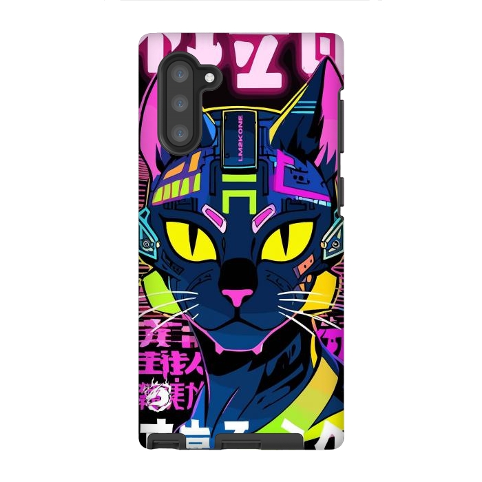 Galaxy Note 10 StrongFit Cyberpunk Cat Neon by LM2Kone