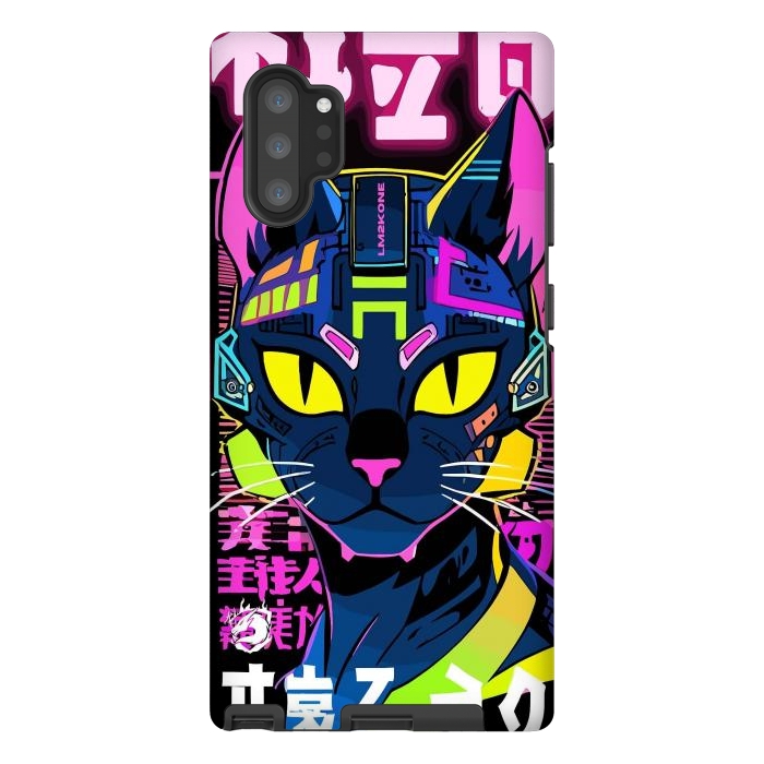 Galaxy Note 10 plus StrongFit Cyberpunk Cat Neon by LM2Kone