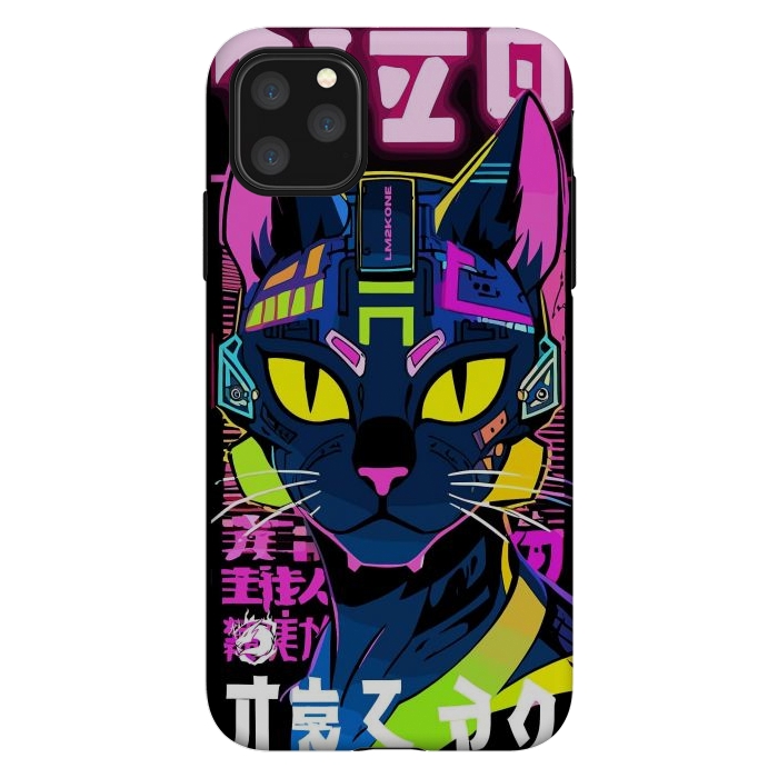 iPhone 11 Pro Max StrongFit Cyberpunk Cat Neon by LM2Kone