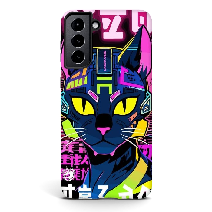 Galaxy S21 StrongFit Cyberpunk Cat Neon by LM2Kone