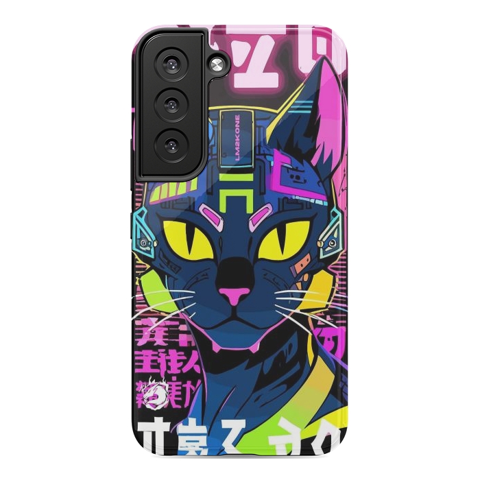 Galaxy S22 StrongFit Cyberpunk Cat Neon by LM2Kone