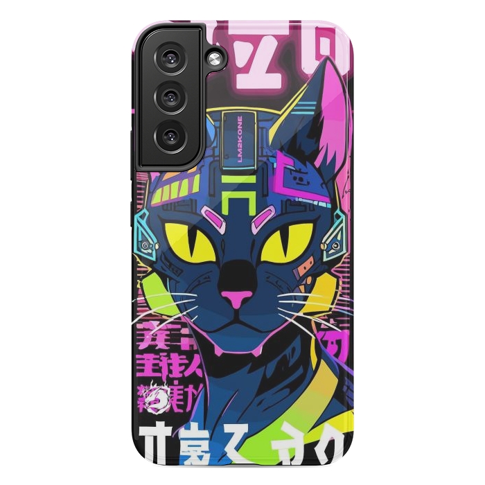 Galaxy S22 plus StrongFit Cyberpunk Cat Neon by LM2Kone