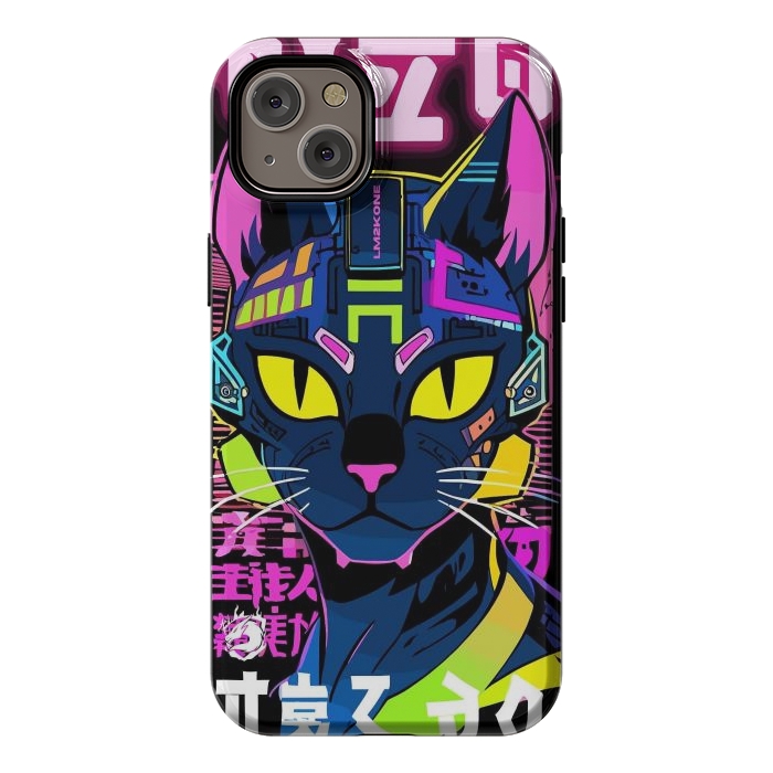 iPhone 14 Plus StrongFit Cyberpunk Cat Neon by LM2Kone