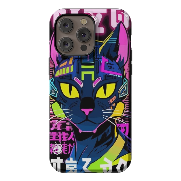 iPhone 14 Pro max StrongFit Cyberpunk Cat Neon by LM2Kone