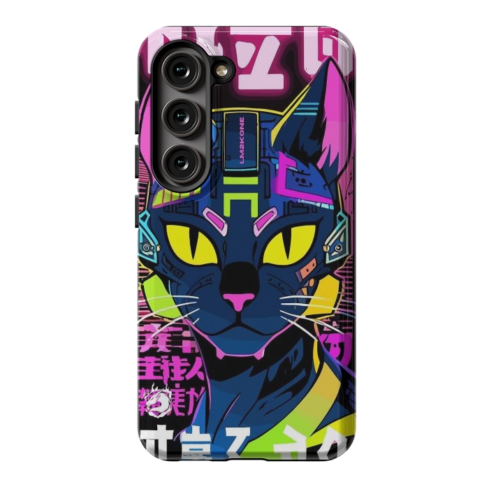 Galaxy S23 StrongFit Cyberpunk Cat Neon by LM2Kone