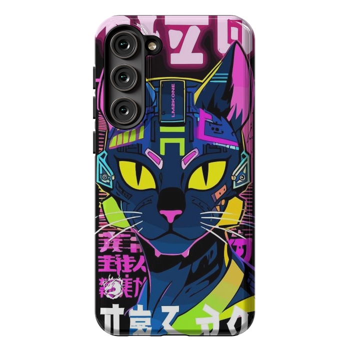 Galaxy S23 Plus StrongFit Cyberpunk Cat Neon by LM2Kone