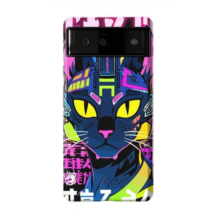 Pixel 6 StrongFit Cyberpunk Cat Neon by LM2Kone