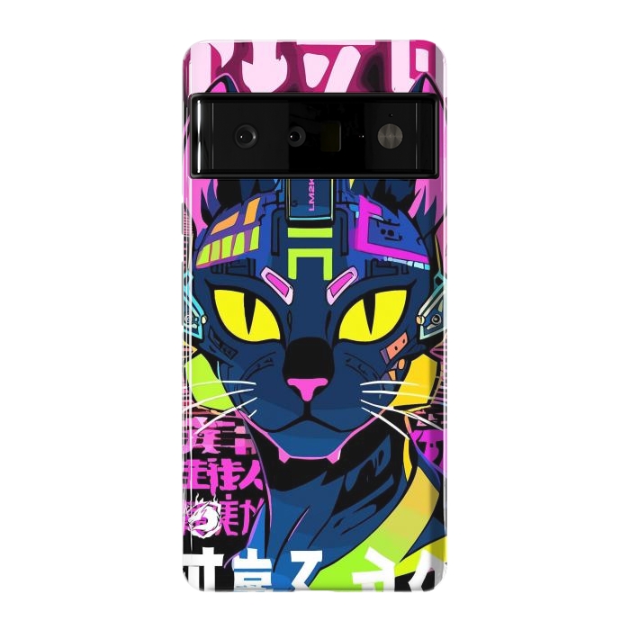 Pixel 6 Pro StrongFit Cyberpunk Cat Neon by LM2Kone