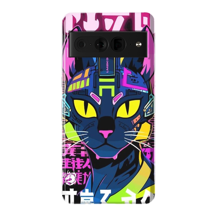 Pixel 7 Pro StrongFit Cyberpunk Cat Neon by LM2Kone