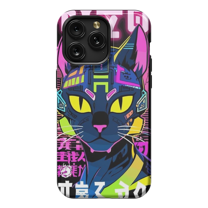 iPhone 15 Pro Max StrongFit Cyberpunk Cat Neon by LM2Kone