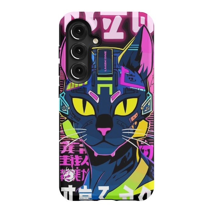 Galaxy S24 StrongFit Cyberpunk Cat Neon by LM2Kone