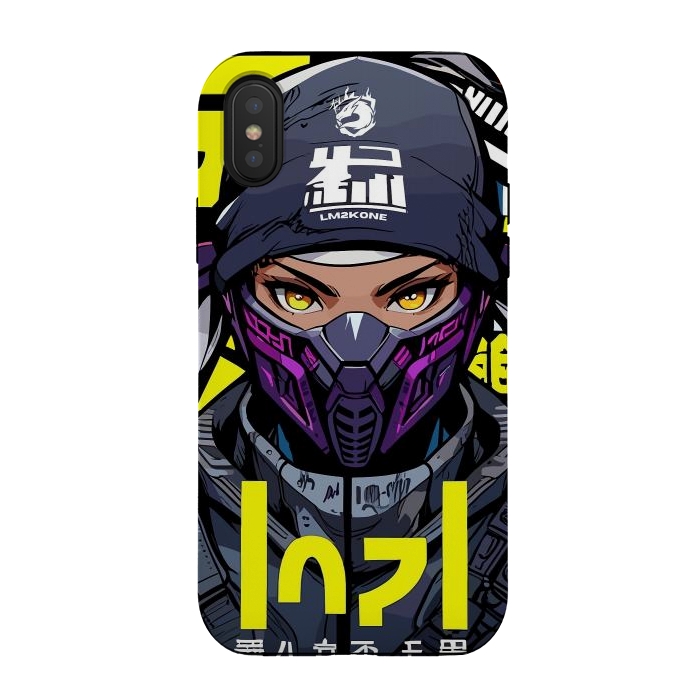 iPhone Xs / X StrongFit Cyberpunk Ninja Girl by LM2Kone