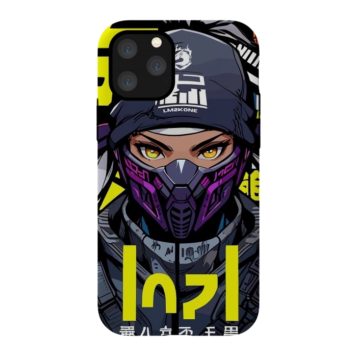 iPhone 11 Pro StrongFit Cyberpunk Ninja Girl by LM2Kone