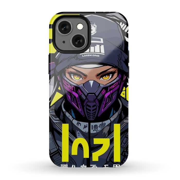 iPhone 12 mini StrongFit Cyberpunk Ninja Girl by LM2Kone