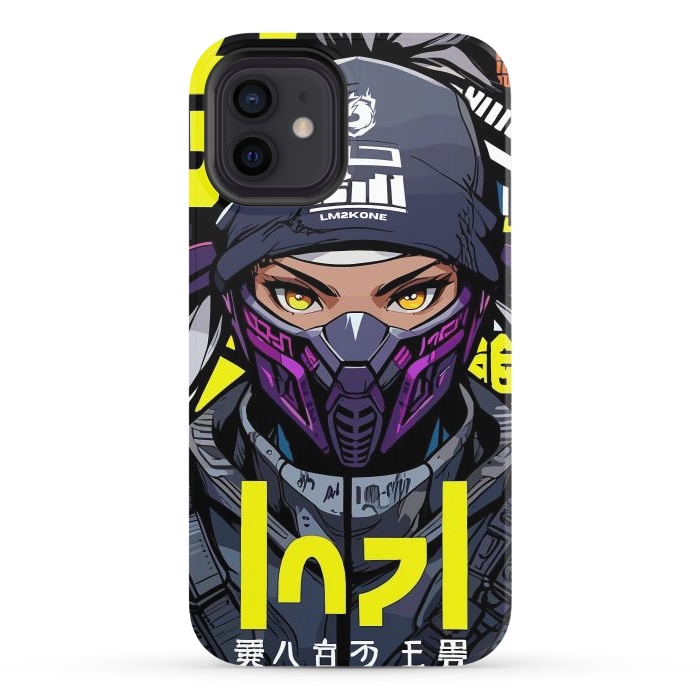 iPhone 12 StrongFit Cyberpunk Ninja Girl by LM2Kone