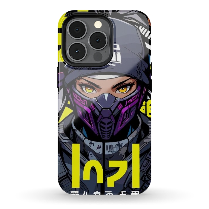 iPhone 13 pro StrongFit Cyberpunk Ninja Girl by LM2Kone