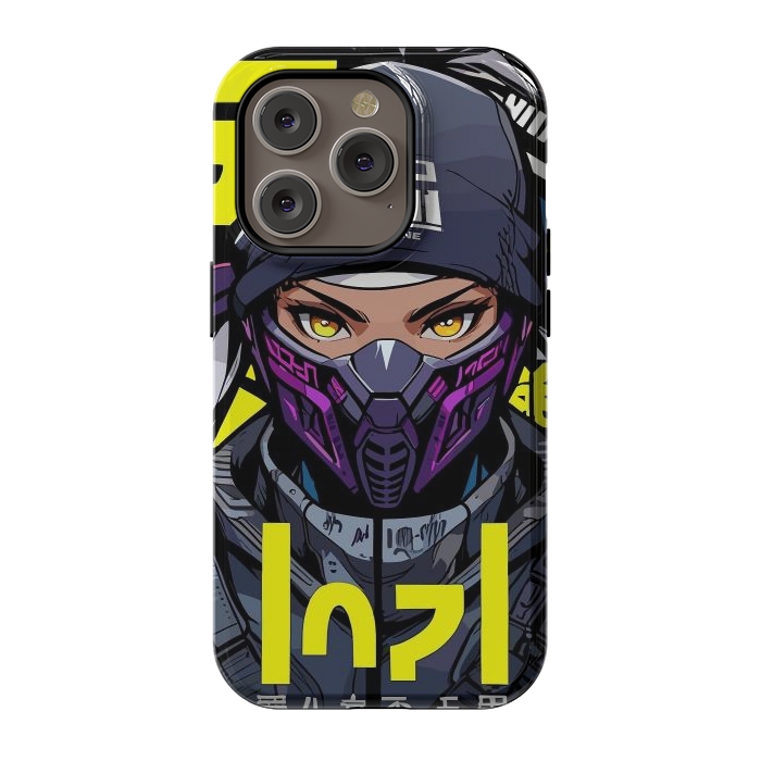 iPhone 14 Pro StrongFit Cyberpunk Ninja Girl by LM2Kone