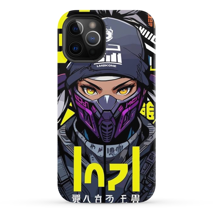 iPhone 12 Pro Max StrongFit Cyberpunk Ninja Girl by LM2Kone