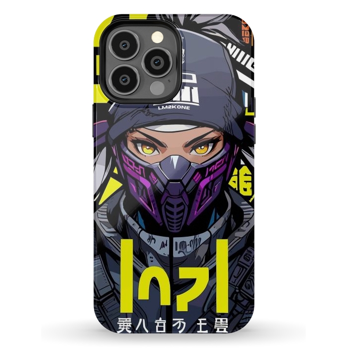 iPhone 13 Pro Max StrongFit Cyberpunk Ninja Girl by LM2Kone