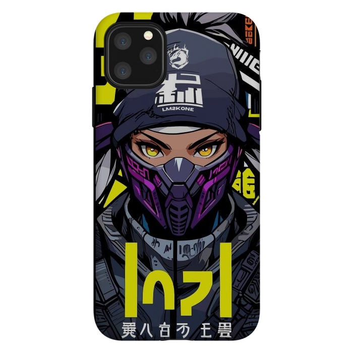 iPhone 11 Pro Max StrongFit Cyberpunk Ninja Girl by LM2Kone